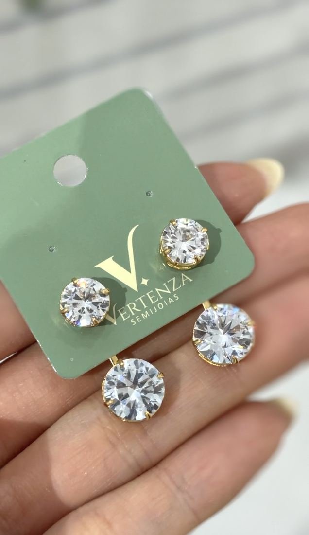 Brincos de zircônia em cartela Vertenza